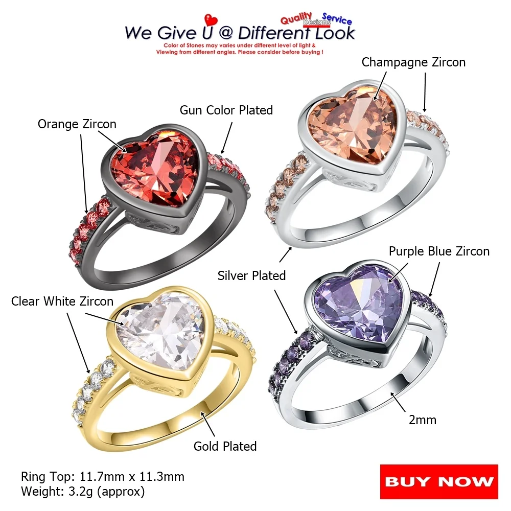 DreamCarnival 1989 Women Lover Heart Zircon Solitaire Rings 4 Colors 11mm Wedding Engagement Party Jewelry Amazing Price WA11316 DreamCarnival 1989 Women Lover Heart Zircon Solitaire Rings 4 Colors 11mm Wedding Engagement Party Jewelry Amazing Price WA11316