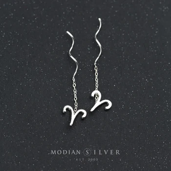 

Modian Twelve Constellations Long Tassel Drop Earrings Aries Leo Libra Aquarius Dangle Earring For Women Fashion Charm Jewelry