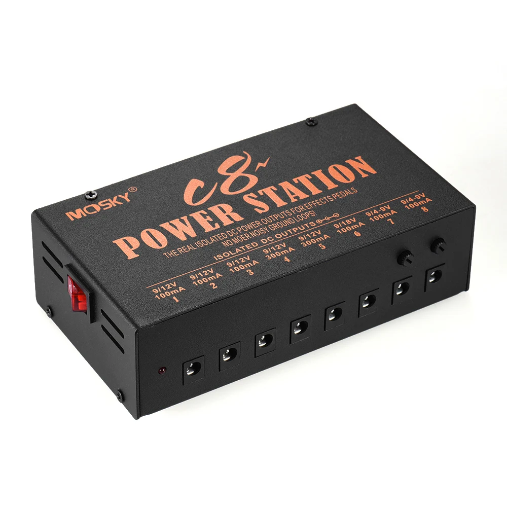 

Guitar Effect Power Supply Station 8 Isolated DC Outputs 4-9V 9V 12V 18V with Power Cables Adapter