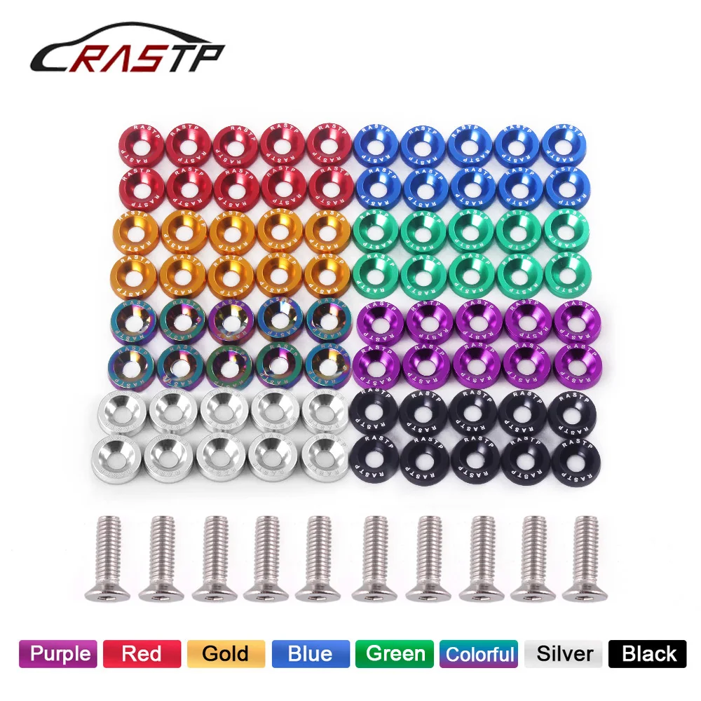RASTP 10Pcs шайбы для крыльев с плоской головкой болты алюминиевые M6 Honda Civic RS QRF002