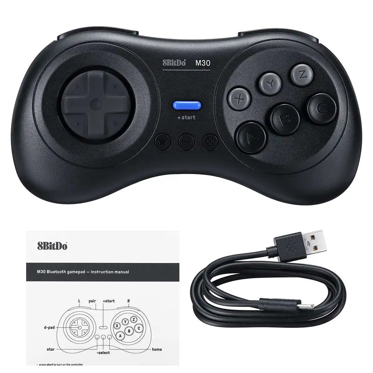 8bitdo M30 2,4G Беспроводной геймпад игровой контроллер для коммутатора для ПК с ОС Windows черного цвета в стиле ретро контроллеры
