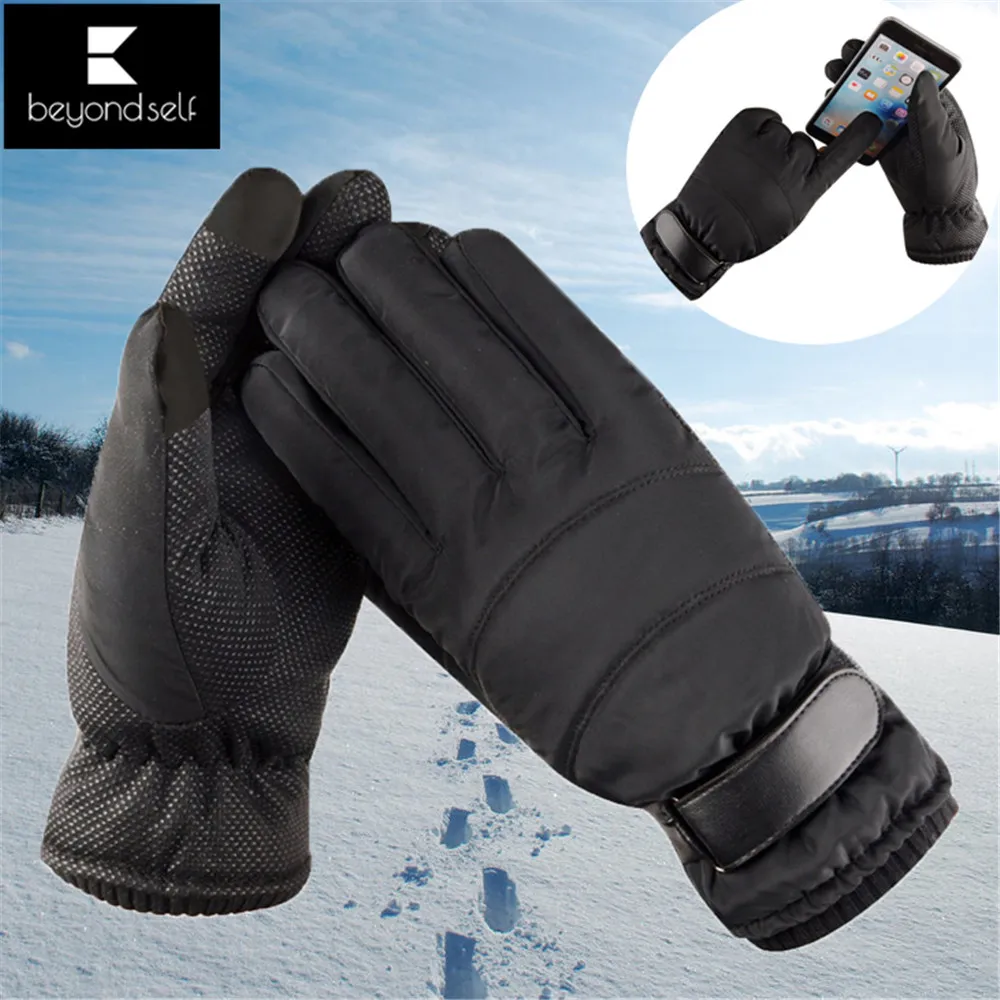 

Ski Gloves Men Heated Gloves Down Cotton Winter Warm Motorcycle Riding Waterproof Cold and Velvet Thickening Outdoor Ski Glove