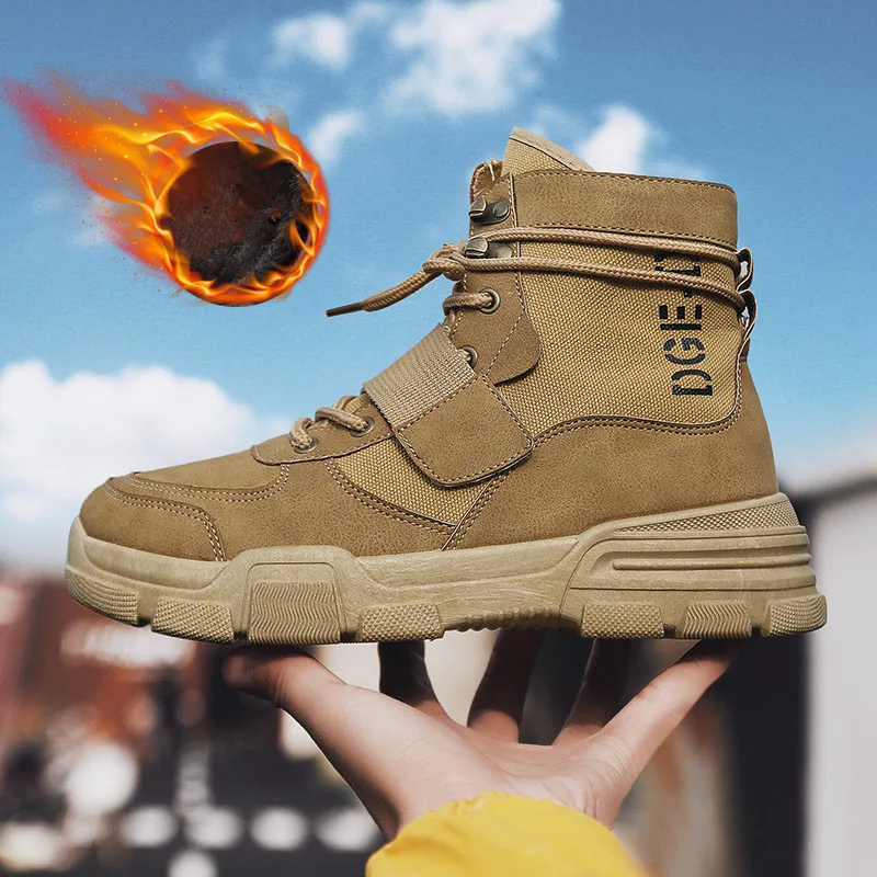 

Men Boots Men Winter Shoes Plus Keep Warm Ankle Botas Hombre Leather Winter Boots Shoes Men Plush Winter Sneakers Mens