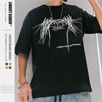 

Lindsey Seader Harajuku Abstract Letters Print T-Shirts Hip Hop Tshirts Men 2020 Fashion Summer Casual Short Sleeve Top Tee Male