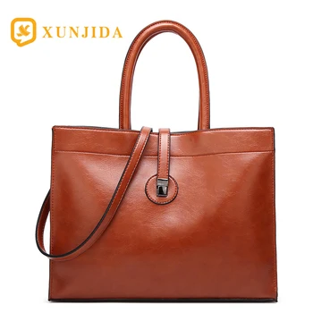 

XUNJIDA Oil Wax Leather Luxury Handbags Women Bags Large Capacity Shoulder Bags Lady Casual Totes Brown Sac a Main Femme Bolsa