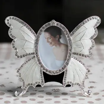 

3 " 5 Inch Auger Butterfly Metal Photo Frames with Diamonds Table Photo Picture Framework Wedding Photo Home Decor DIY Craft