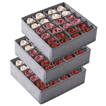 

3 Pack Closet Socks Organizer Drawer Divider, 24 Cell Collapsible Closet Cabinet Organizer Underwear Storage Boxes