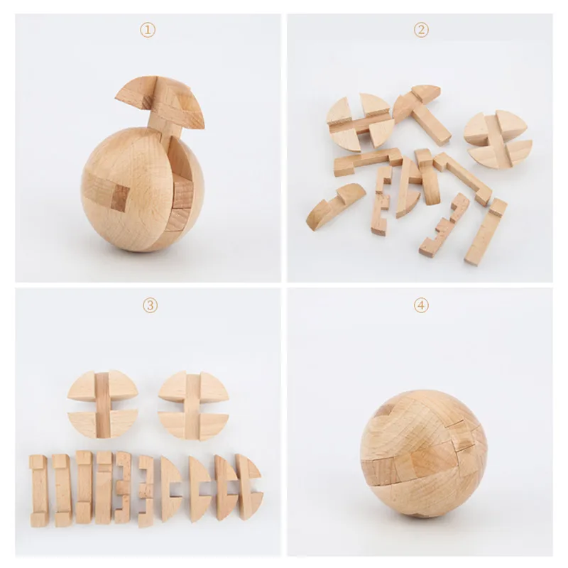 

New Design IQ Magic Ball Brain Teaser Kong Ming Lock 3D Wooden Interlocking Burr Puzzles Game Toy For Adults Kids Intelligence