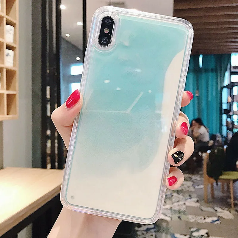 Luminous Neon Sand Case For iPhone XR XS Max X 6 Liquid Glitter Quicksand Phone Cover Capa for 6S S 7 8 Plus Fundas |