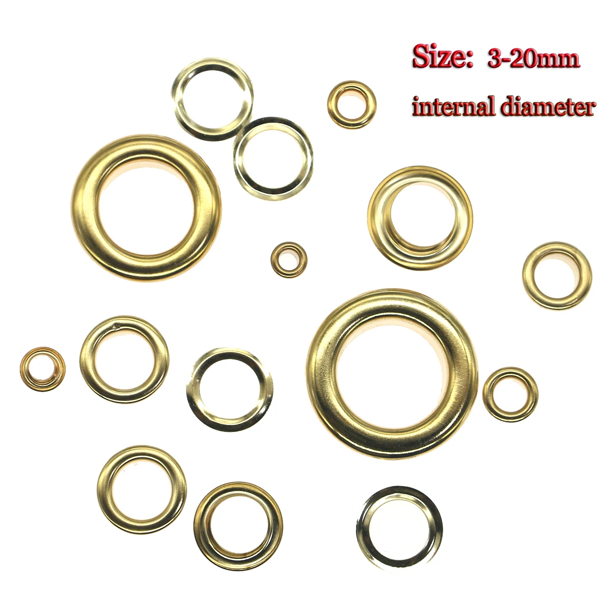 Eyelet Grommet Ring Light Gold Brass Eyelets 3mm-20mm Scrapbooking Accessories Knitwear Jeans Apparel Bags Shoe eyelet punch tool set eyelet grommet ring kit grommet eyelet kit grommet punch tool grommet tool kit grommet tool screw back eyelets eyelet grommet dies metal eyelet buttons