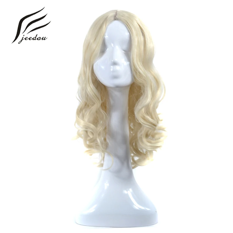 jeedou Synthetic Long Wavy Hair Wig Fluffy Middle Part Hairstyles Blonde Color Women Girl's Cosplay | Шиньоны и парики