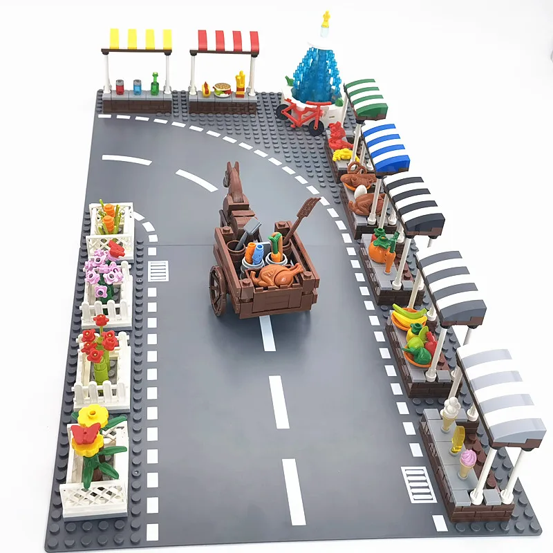 Compatible City Street Building Blocks Store DIY Toys for Children Girls MOC Classic Construction Bricks Horse Road Baseplates | Игрушки и