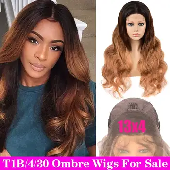 

13X4 Ombre Lace Front Human Hair Wigs 4X4 Body Wave Closure Wig Remy Highlights Brazilian Hair Wigs With Lace Closure Wig