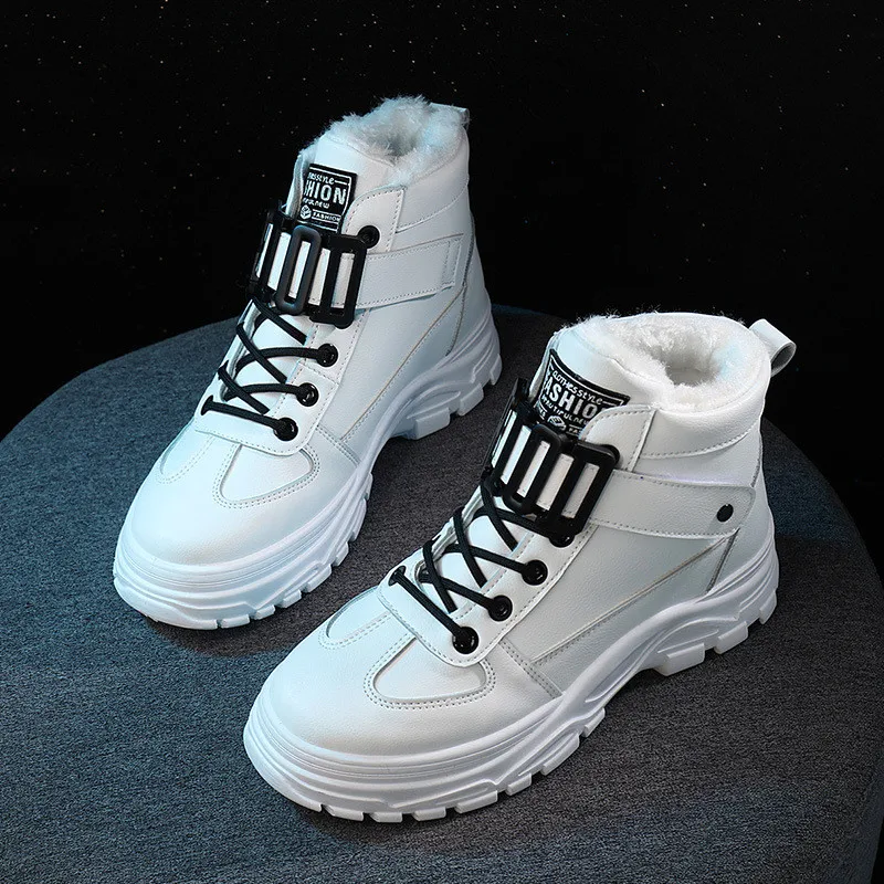 

Women Casual Shoes 2020 Flock Fashion Women sneakers Shoes Flats Platform Warm Plush Women Shoes High Top Winter shoes