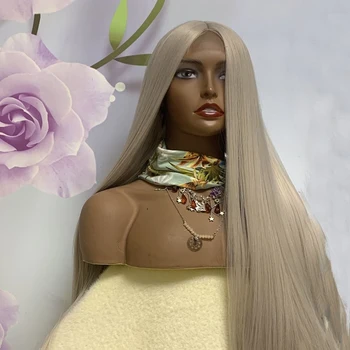 

Long Silky Straight Small Area Lace Front Wig 26 Inches Light Blonde For Women Synthetic Lace Front Wig Heat Fiber Hair