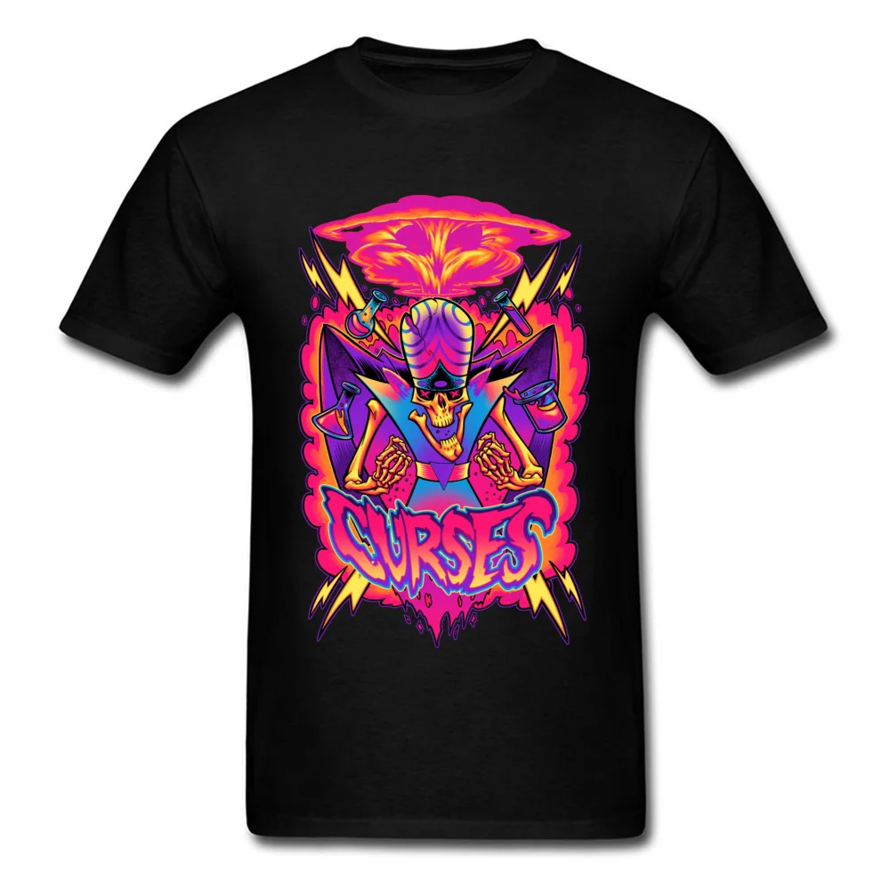 

Fashionable Men T Shirt Curses! Neon Skull Printed Tee Shirt 100% Cotton Short Sleeve Comfortable T Shirt Crewneck Free Ship