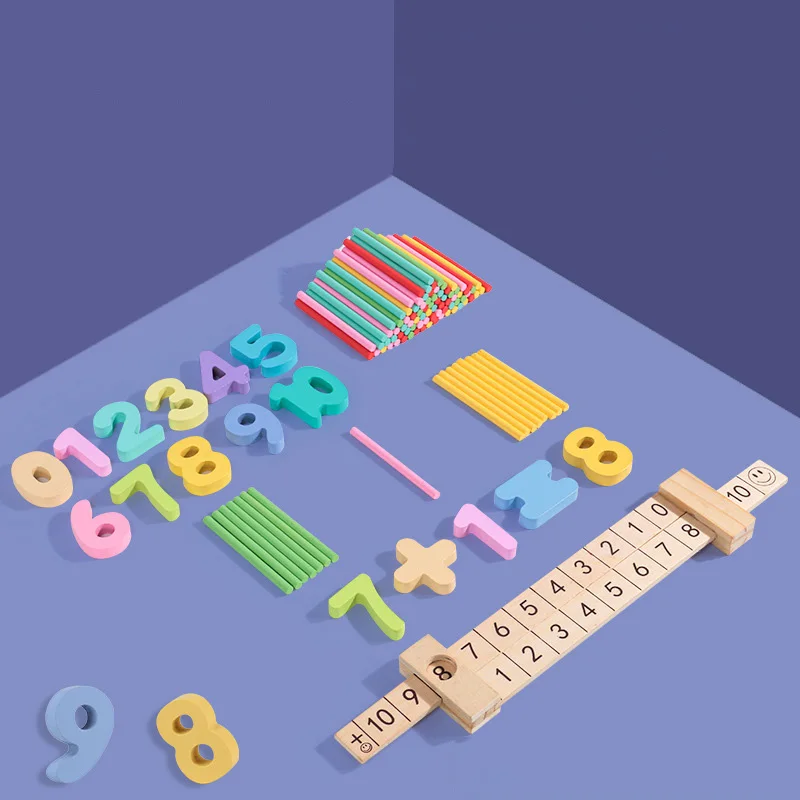 

Wooden Children's Early Education Intellectual Math Enlightenment Teaching Aid Learning Boxes Baby Operations Digital Sticks Toy