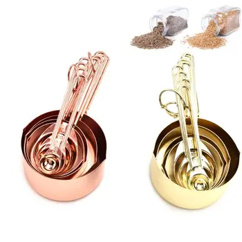 

8pcs Nordic Stainless Steel Measuring Cups Spoons Set Coffee Tea Food Kitchen Baking Cooking Tools