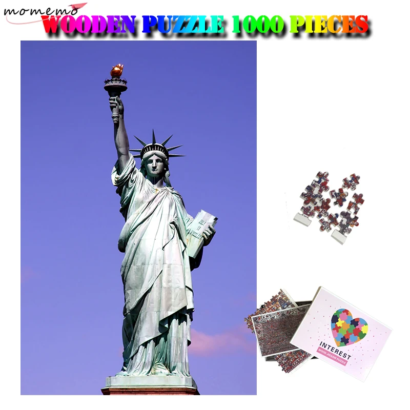 Момемо Статуя Свободы головоломки 1000 шт. США известный строительный пейзаж деревянные пазлы для взрослых Детский конструктор