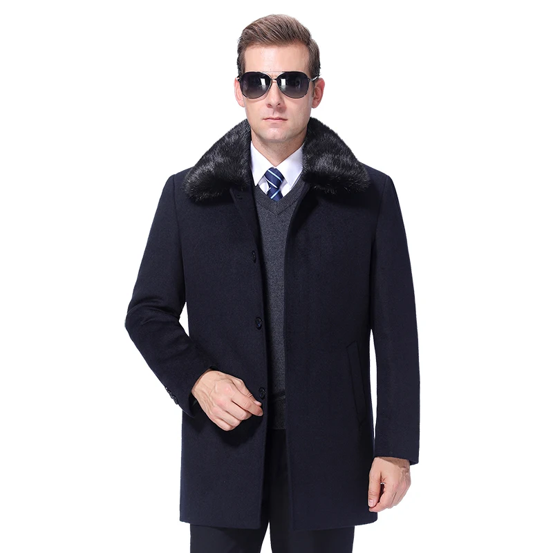 2020 Winter Men Wool Coat Warm Wool Jacket Woolen Coat Cashmere Peacoat Detachable Rabbit Fur Collar 90% White Duck Down Filler 2020 Winter Men Wool Coat Warm Wool Jacket Woolen Coat Cashmere Peacoat Detachable Rabbit Fur Collar 90% White Duck Down Filler