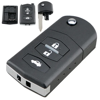 

3 Buttons Car Key Fob Case Shell Replacement Flip Folding Remote Cover Car Key Accessories Parts Fit for Mazda 3 5 6