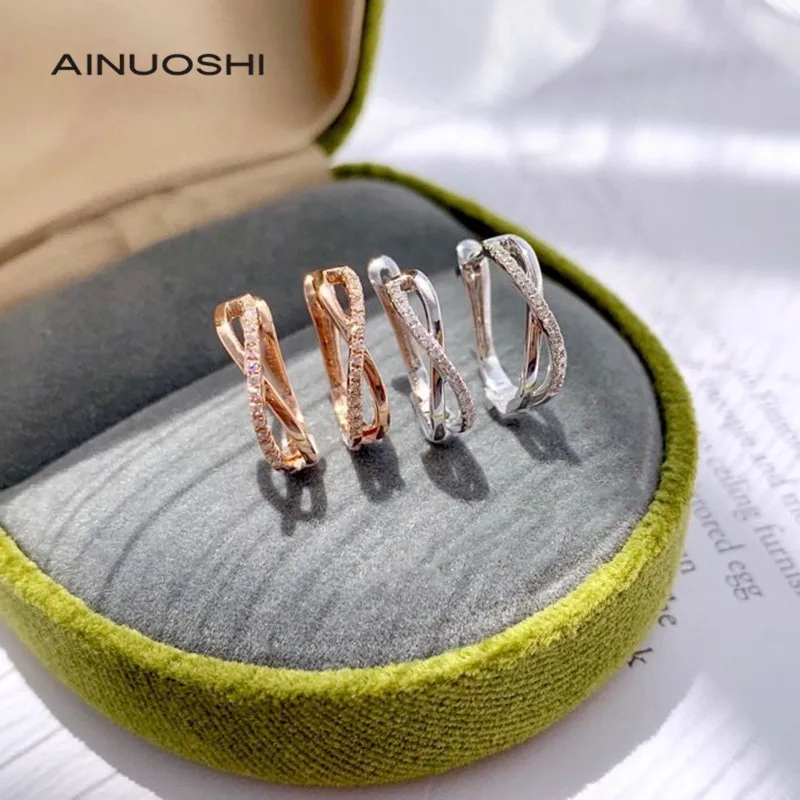 AINUOSHI 18K золото 0.11ct круглая огранка натуральным жемчугом украшенные камнями