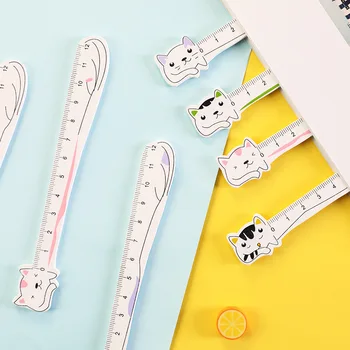 

32 pcs/lot Creative Cartoon Cat Wooden Ruler Painting Measuring Straight Ruler Tool Promotional Gift Stationery