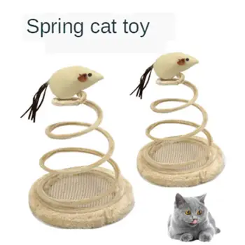 

New Creative Funny Spring Plush Mouse Toy Cat Dog Playing Toy Spiral Steel Wire Spring Disc Creative Spring Plate Pet Supplies