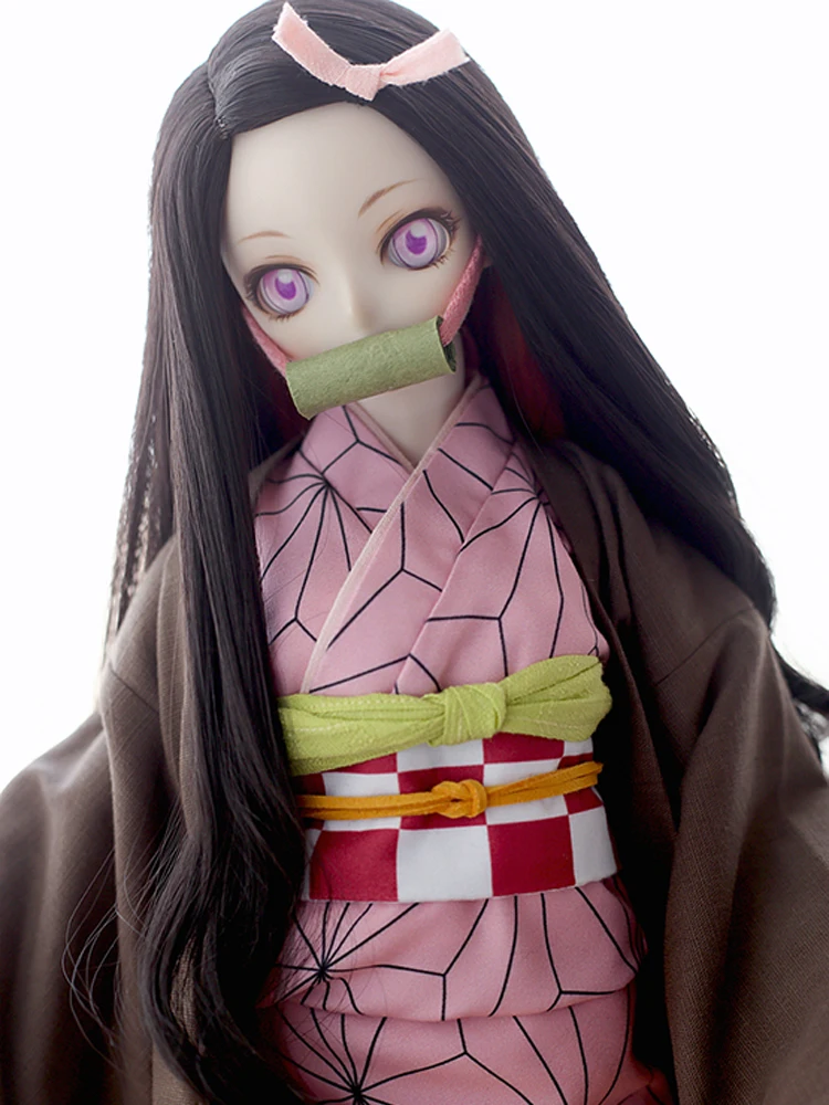 BJD Doll Clothes Demon Slayer Kamado Nezuko Cosplay Suit Wig Clogs Flute For 1/3 1/4 DDM/DDL/MSD Accept Custom Doll Accessories 5