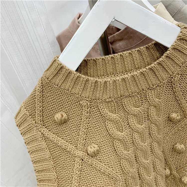

2019 Spring And Autumn Korean-style Girls Western Style Cute Waistcoat Crew Neck Solid Color Knitted Yarn Vest Sweater