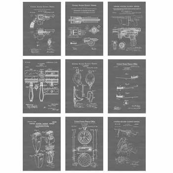 

Black White Gun Shaver Toothbrush Patent Wall Art Canvas Painting Nordic Posters And Prints Wall Pictures For Living Bath Decor