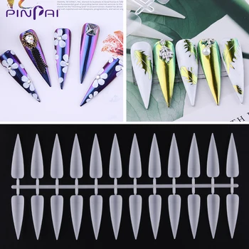 

240 Pcs Long Cuspidate Shape Practice False Nail Pointed Fake Nail Art Tips Color Palette Salon Manicure Training Display Board