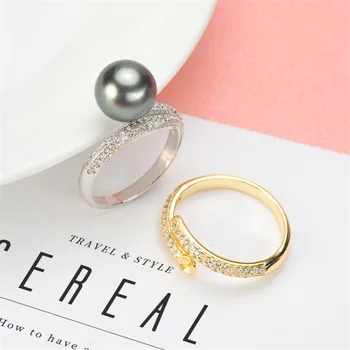 

High Quality Silver plated fittings Open Adjustable Blank Ring Settings Pearl Ring Mountings Fittings Jewellery Accessories