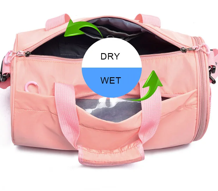 Wobag женская сумка для йоги на плечо, тренировочная сумка, спортивная легкая водонепроницаемая сумка для плавания, дорожная сумка на короткое расстояние, розовый/серебристый цвет