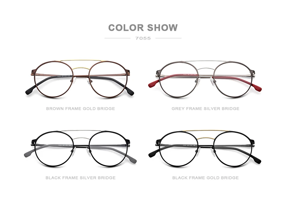 Сплав оправа для очков Для мужчин Винтаж круглые очки для близорукости оправы для очков очки Для женщин ретро безвинтовое 7055