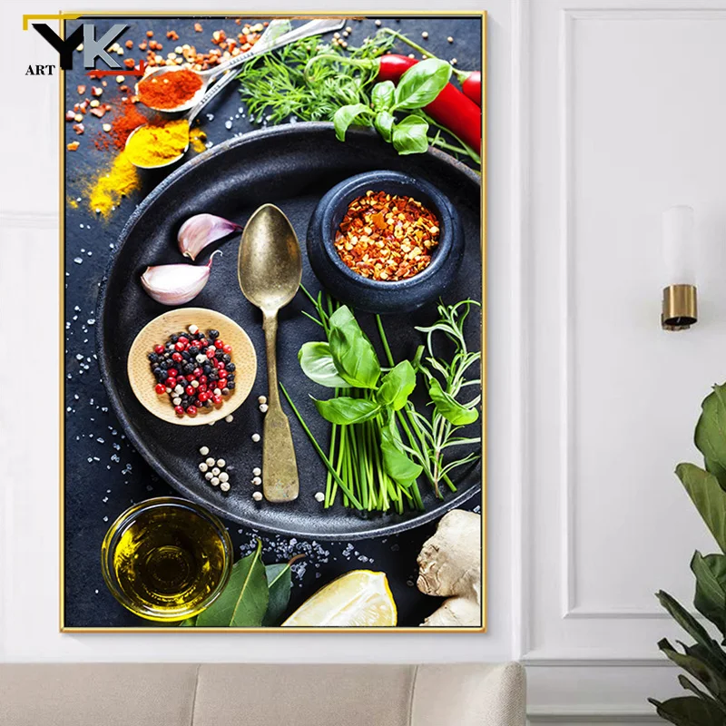 Современный декор для кухни картины смешанные травы и специи холст