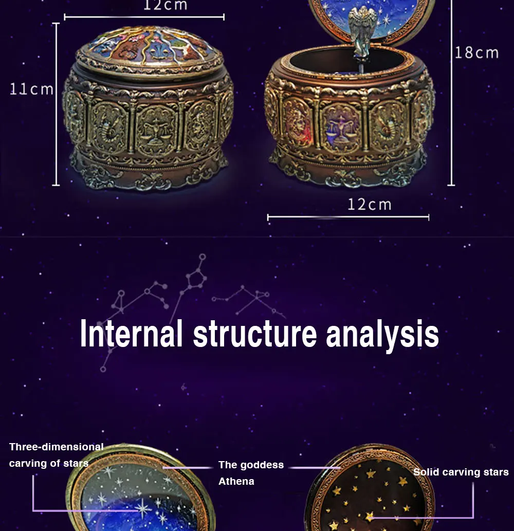 Творческий световой музыка двенадцать созвездий игрушка таинственный созвездий вращающийся свет ночного неба города музыкальный плеер