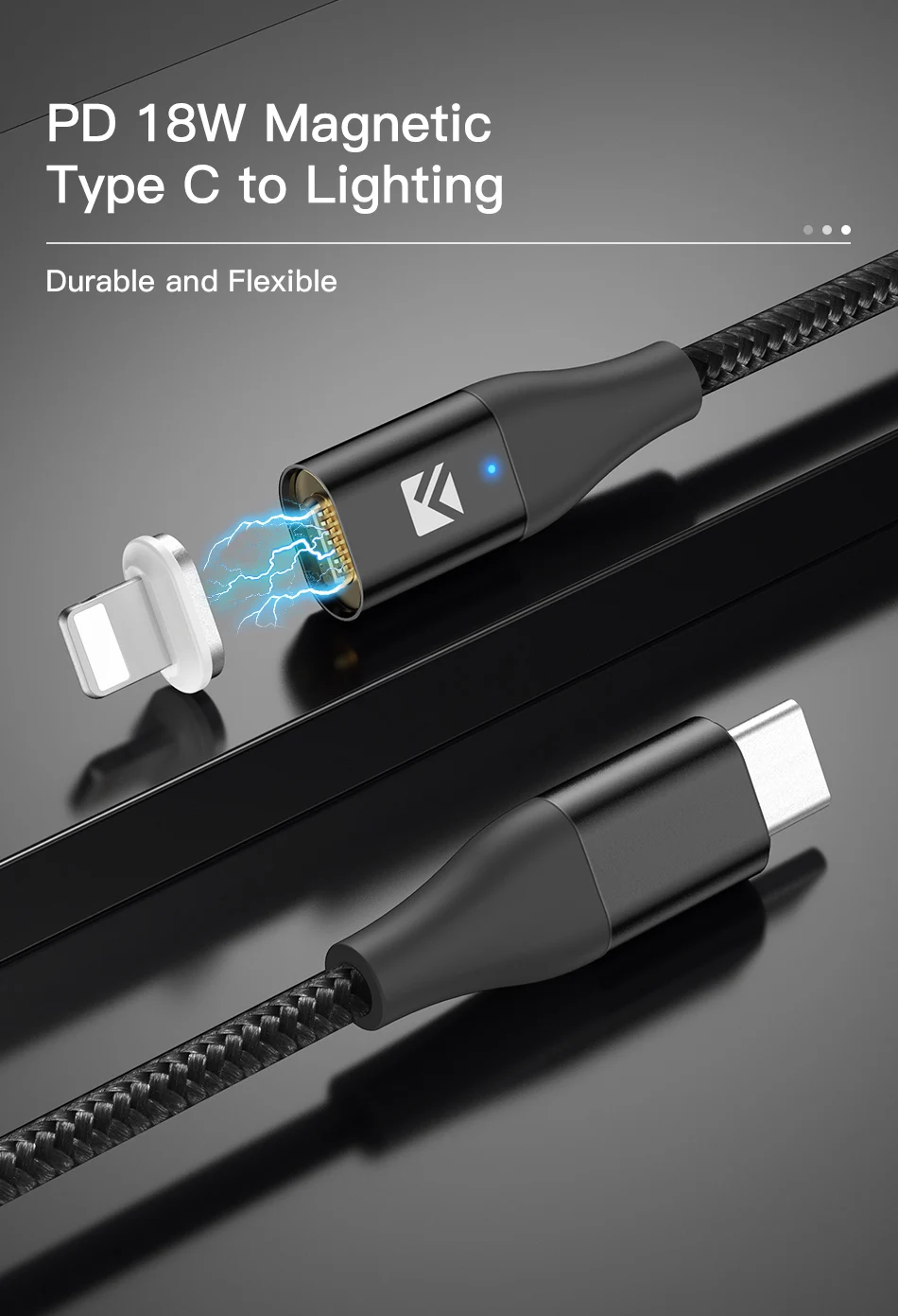 FLOVEME type C кабель для освещения PD 18 Вт Магнитный кабель для быстрой зарядки для iPhone 11 XR XS X 8 iPad USB Дата-кабель type C быстрое зарядное устройство