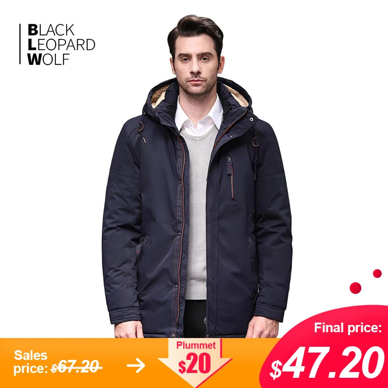 Blackleopardwolf Новое поступление зимняя мужская куртка с меховым воротником модное пальто парка верхняя одежда с меховым воротником bl-6603