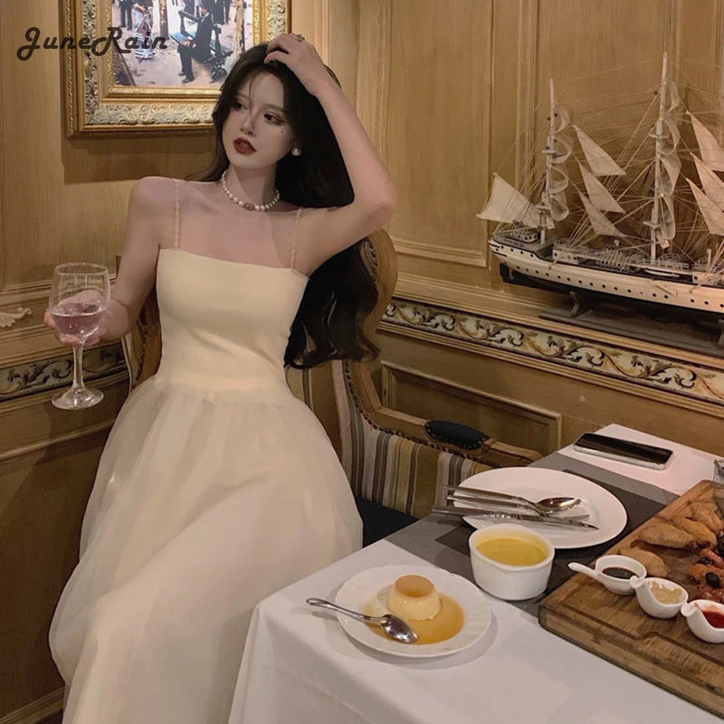 JuneRain летнее платье на тонких бретельках с средней длины бретелях для женщин