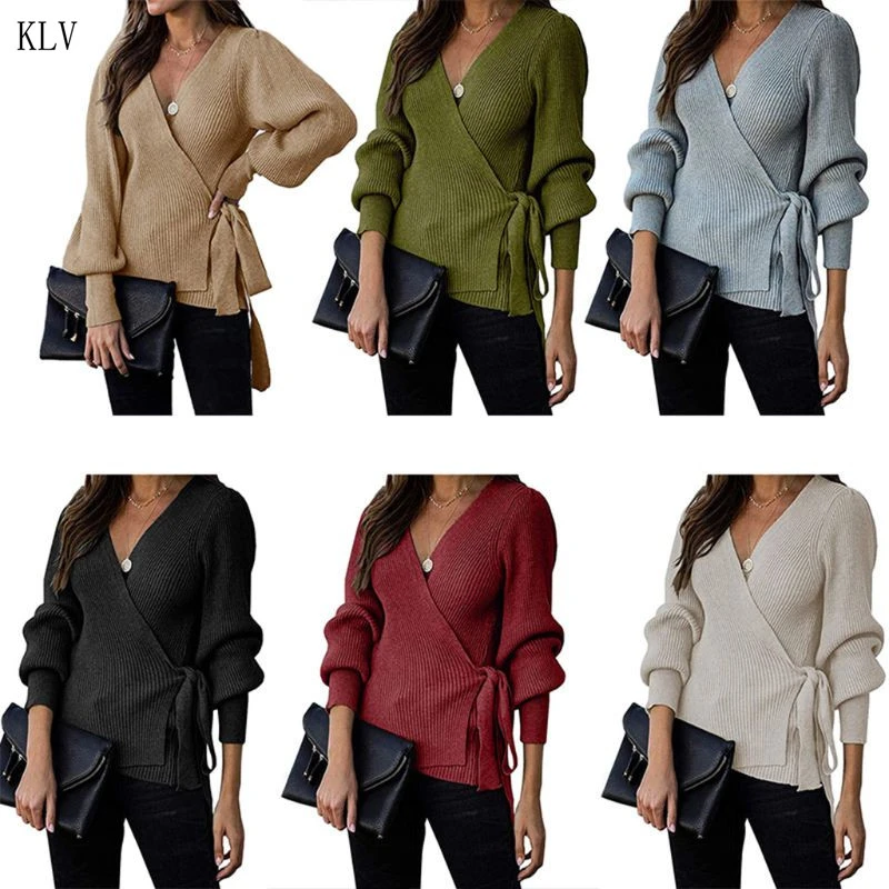 wrap v neck sweater