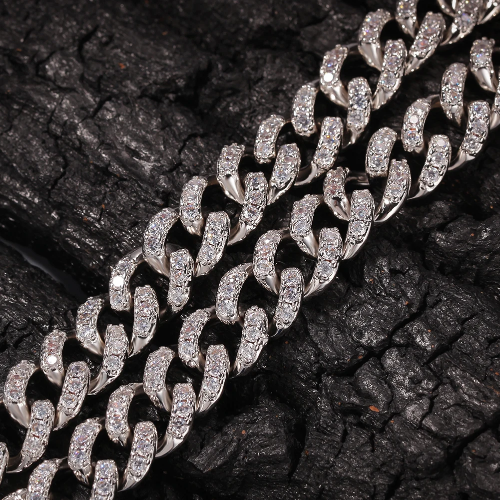 Uwin Iced Out кубинская цепь 12 мм роскошное сверкающее ожерелье со льдом Модное в стиле рок-панк, мужское ювелирное изделие в стиле хип-хоп