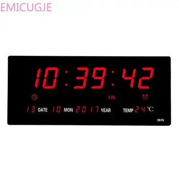 

Clock Big Numbers Plugin Alarm Clock Livingroom 6 Digits Led Calendar Wall Clockwith Thermometer Power Off Time Memory