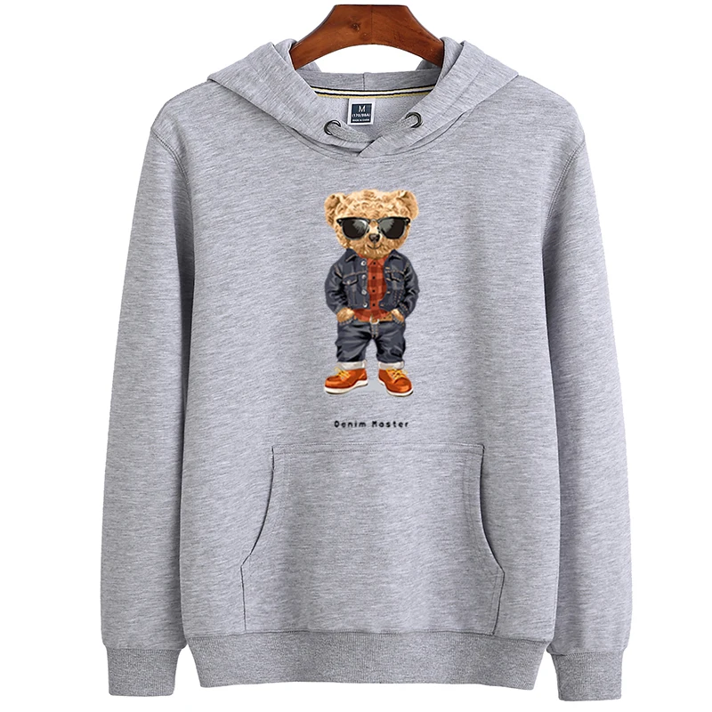 Fashion Creative Gentleman Teddy Bear Sweatshirt Autumn/Winter Thickening Plus-size Men and Women Hoodies Lovers Hoodie S-4XL trendy hoodies for women