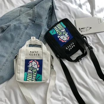 

Women Handbags Shoulder Bags 2020 Summer Brand New Fashion Female Casual Cartoon Canvas Messenger Bags Girls Crossbody Bags