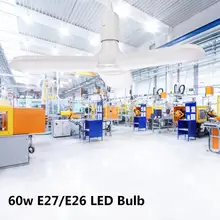60 Вт Светодиодный светильник для гаража, лампа деформации, промышленная лампа E27/E26, яркая Складная лопасть вентилятора, потолочный светильник, светильник для парковки в мастерской, 85~ 265 в