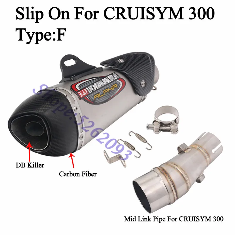 Для CRUiSYM300 SYM300 мотоцикл Yoshimura выхлопная труба Escape Moto Модифицированная средняя Соединительная труба глушитель углеродный дБ глушитель - Цвет: Type F
