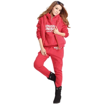 

AMYO Thin Women Hoodies Sport Suit+Vest+Pants Tracksuits Letter Printed Fleece Running Set Sportswear Plus Size M-6XL