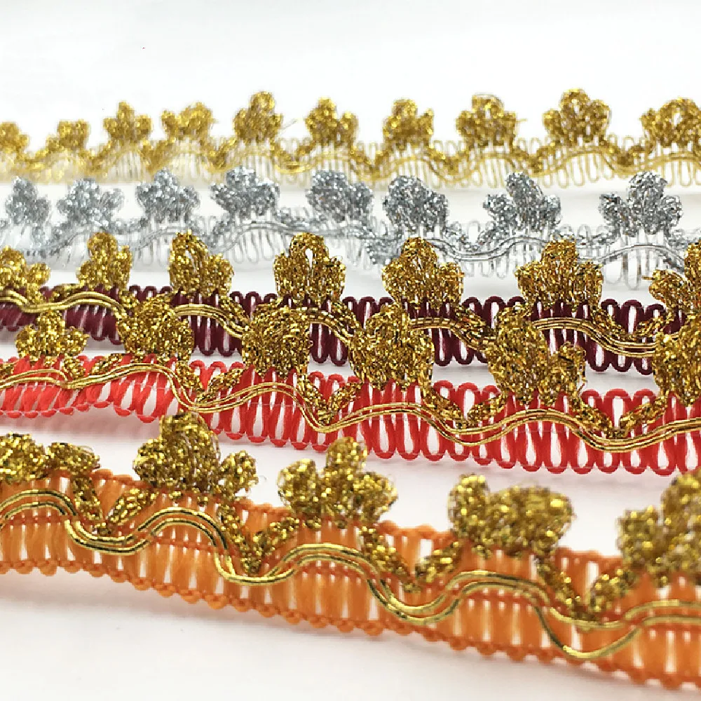 Rich Gold Lace Braid Ribbon Bright Silver Crochet Trims 50 Yds/Lot Cosplay Band Sewing Trim 2cm | Дом и сад