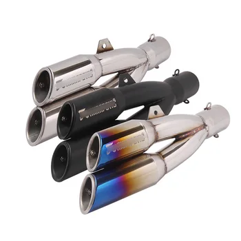 

Universal 38-51 mm Motorcycle Exhaust Muffler Pipe Dual-outlet Stainless Steel Tail Escape with 2 Removable DB Killer Dirt Bike